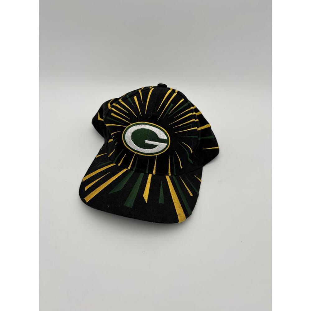 Vintage Deadstock Y2K Team NFL Black Green Bay Packers Graphic Baseball Snapback - Picture 1 of 6